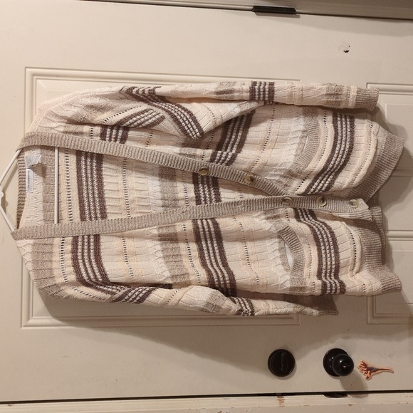 Liz Claiborne Open Weave Cardigan - Stylish Linen Blend Comfort - Picture 1 of 12